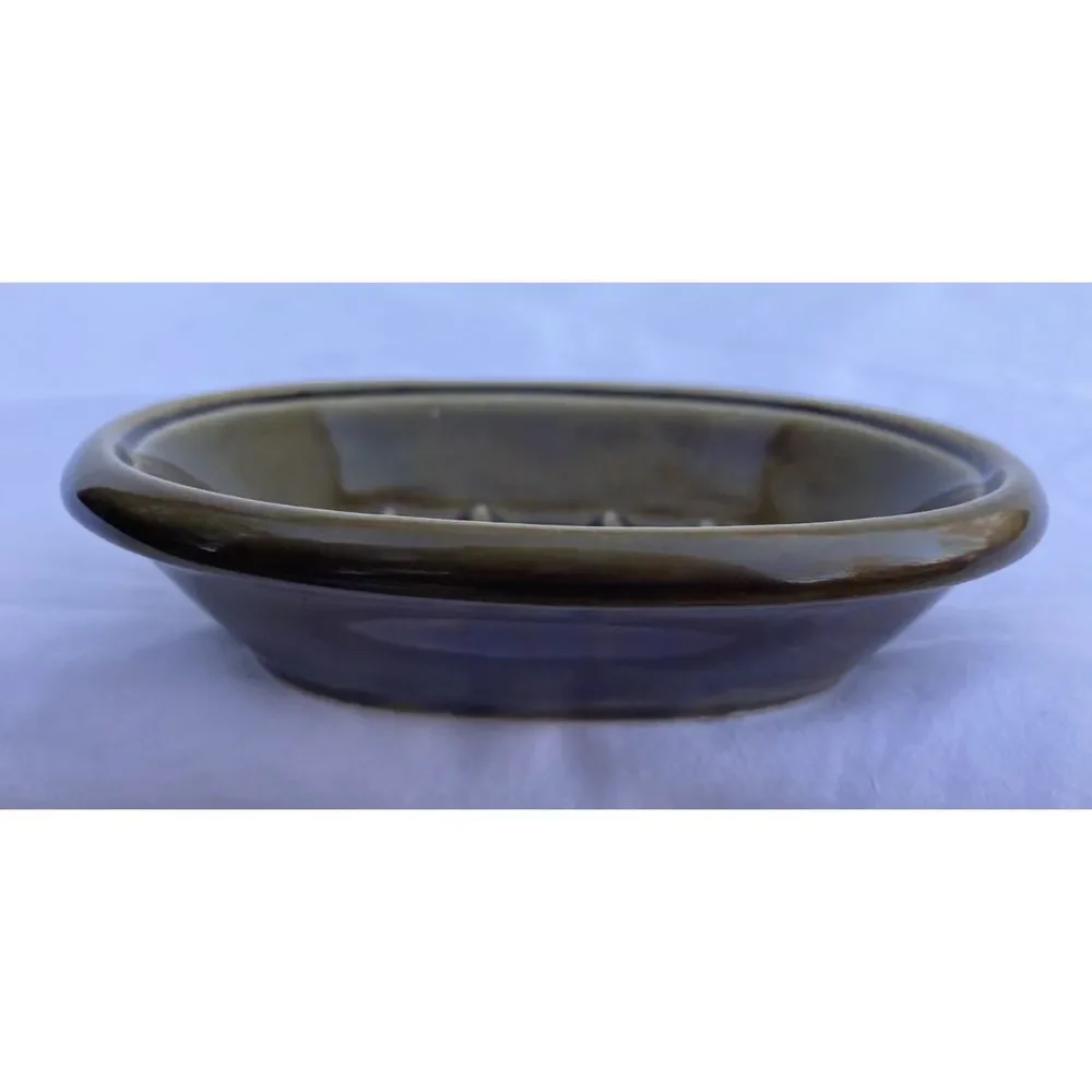 Villeroy Boch? Avocado Porcelain Soap Dish - Vintage Art Deco -Marked on Bottom